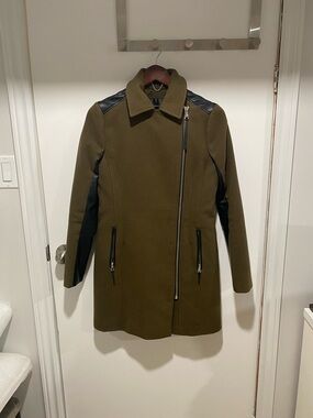 Dynamite Olive Green Coat with Black Accents
